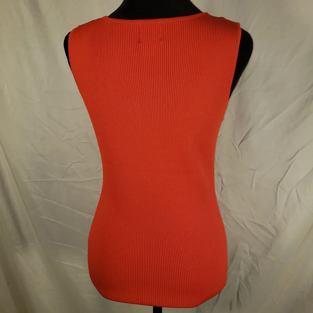 Ruby Rd. Coral Embellished Ribbed Tank - M - Picture 4 of 5